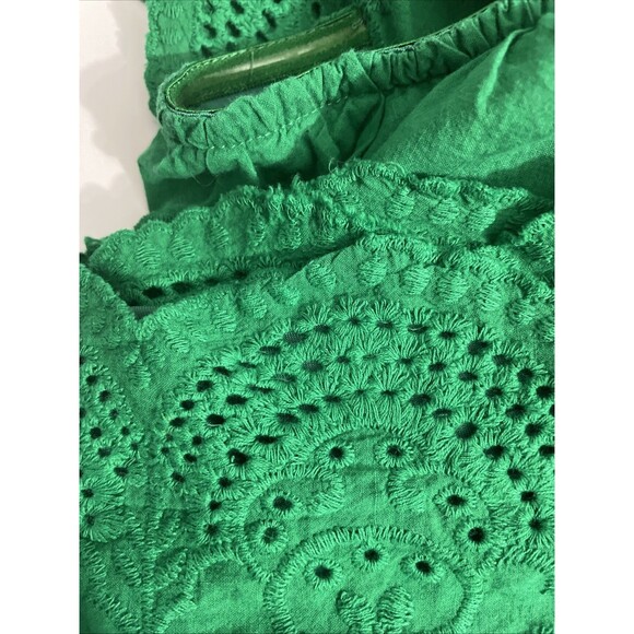 TECE Green Women’s Dress Embroidered Eyelet Scalloped Hem & Sleeves Bohemian L - Picture 13 of 14